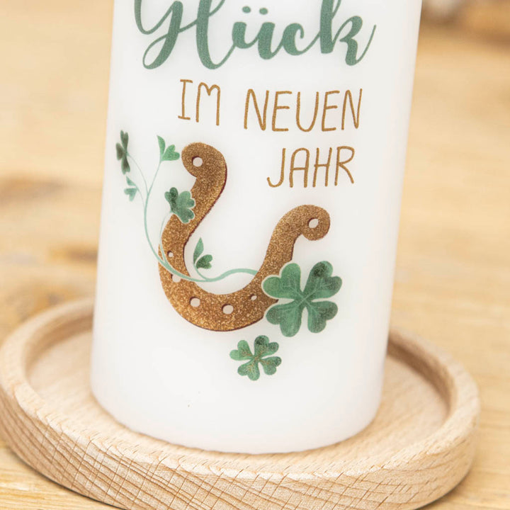 Kerze Hufeisen viel Glück im neuen Jahr