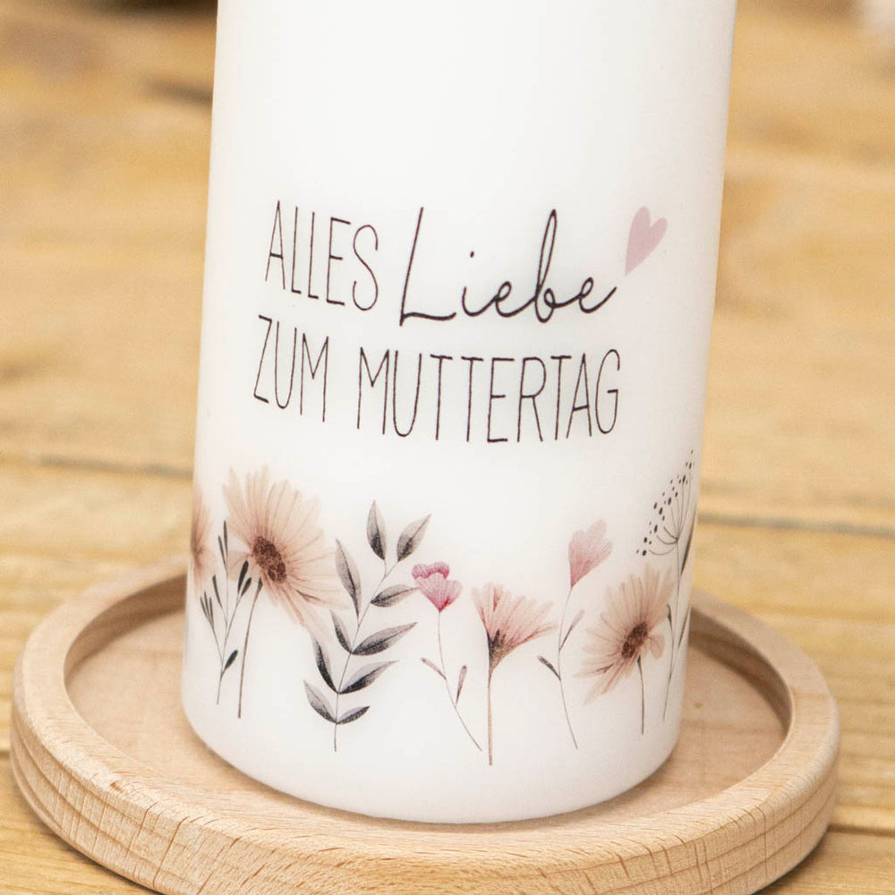 Muttertagkerze Herz und Blumen