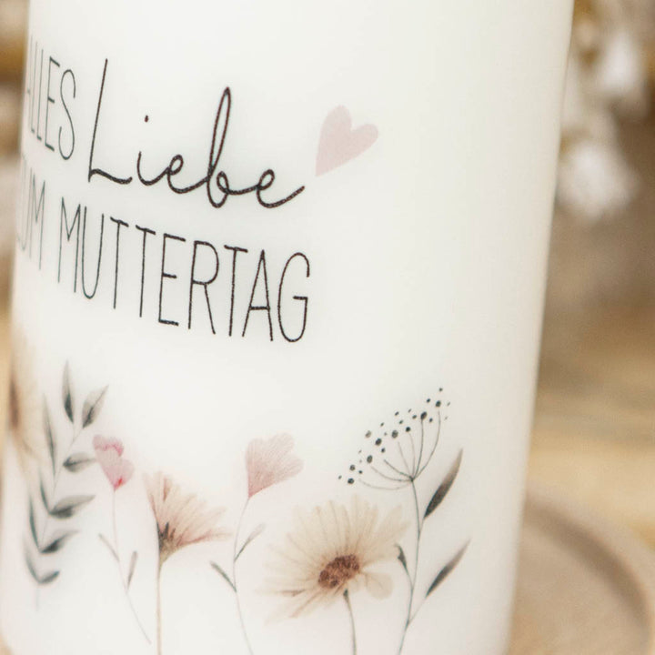 Muttertagkerze Herz und Blumen
