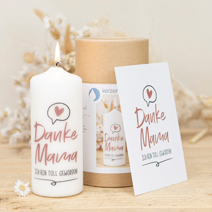 Muttertag Kerze Danke Mama mit Geschenkverpackung