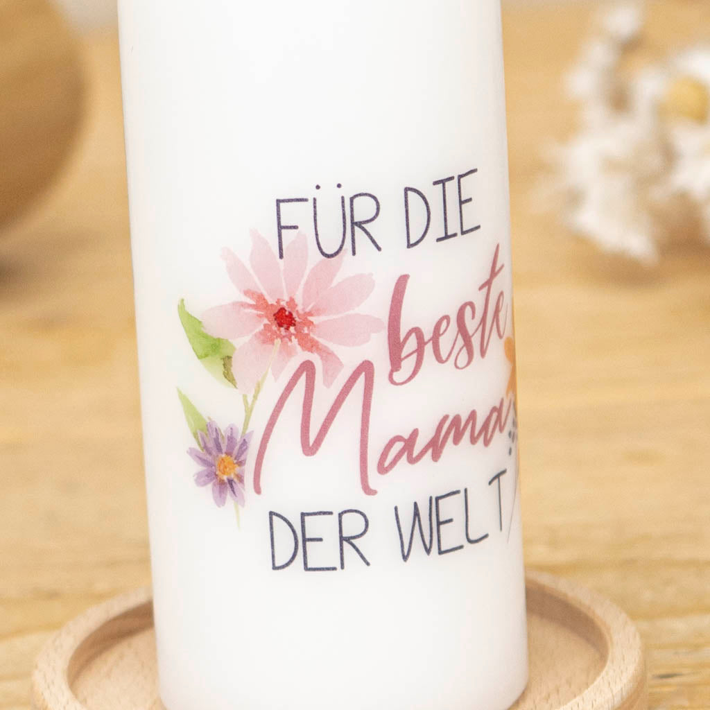 Muttertag Kerze mit Blumen