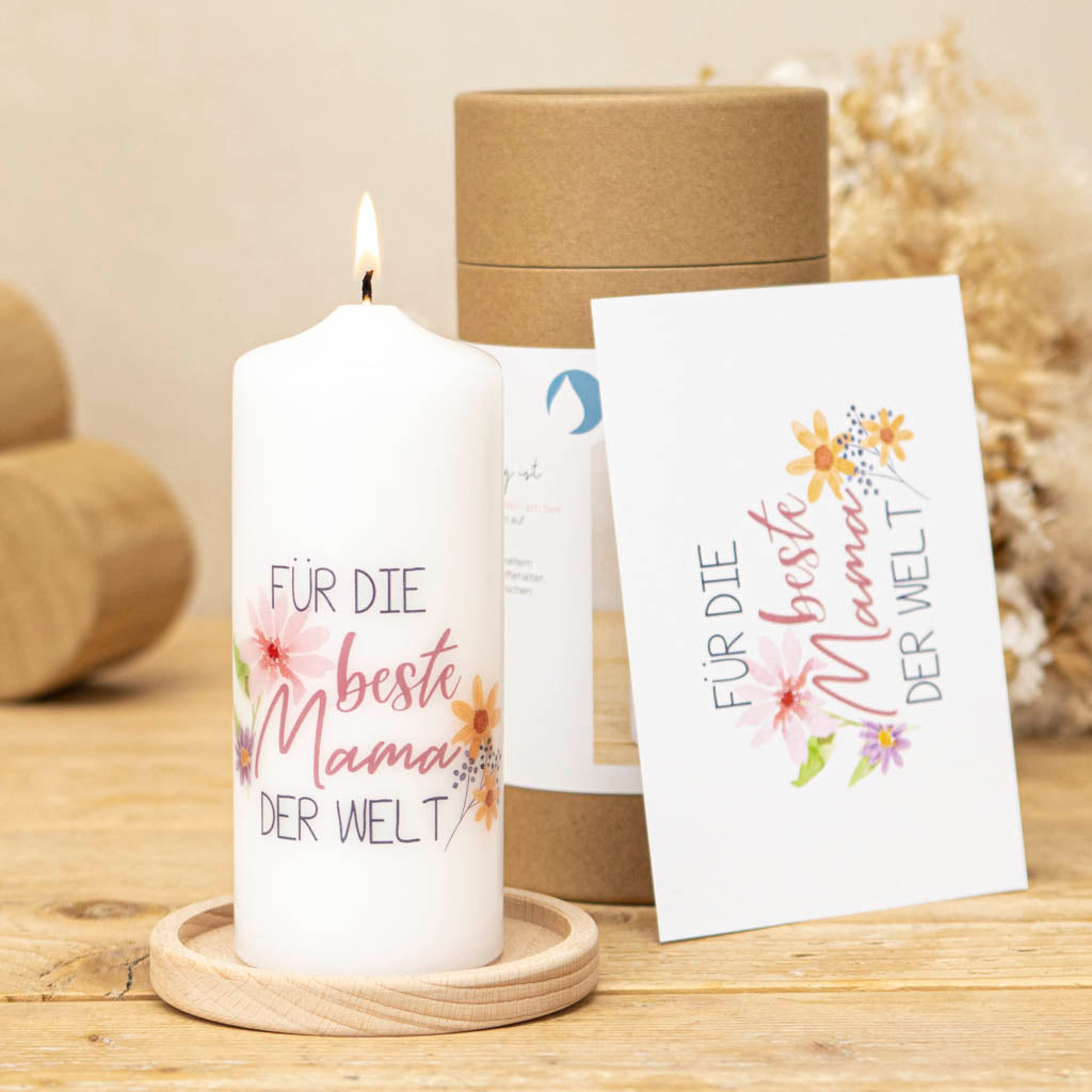 Geschenk Set Muttertag mit Kerze, Grußkarte und Geschenkbox
