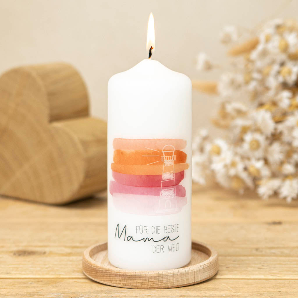 Muttertag Kerze Leuchtturm Rosa