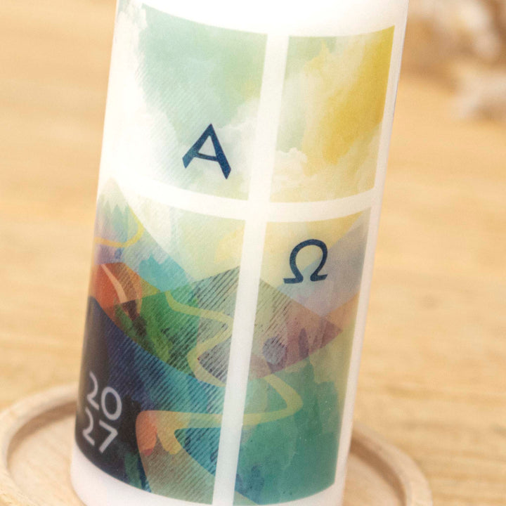 Osterkerze Kreuz Alpha Omega 2027