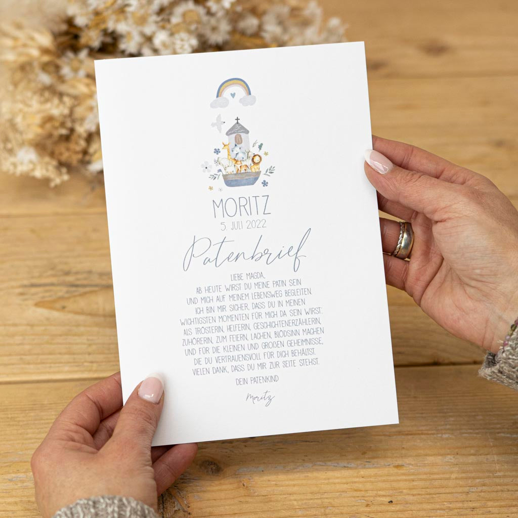 Patenbrief Arche für Jungen und Mädchen in der Größe A5