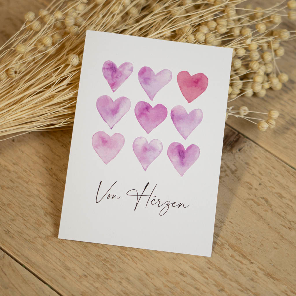 Grußkarte „zum Valentinstag - von Herzen“ – Valentinskarte, DIN A6