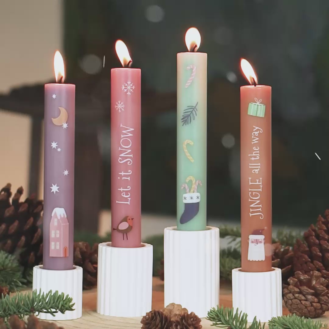 Stabkerzen Set Weihnachten und Advent let it snow