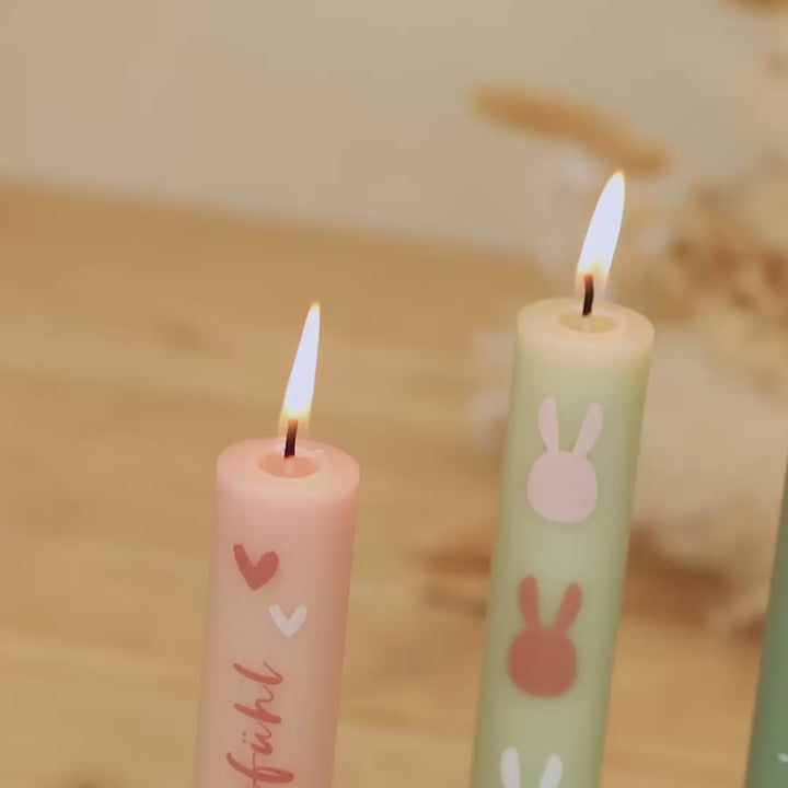 Stabkerzen Set Ostern und Frühling in vier verschiedenen Farben