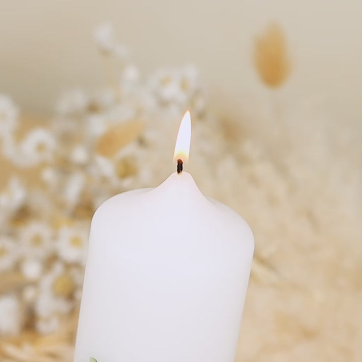 Hochzeitskerze Eukalyptus Herz Details