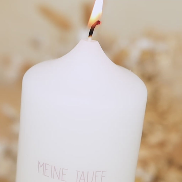Taufkerze Engel und Taufspruch Psalm 91,11