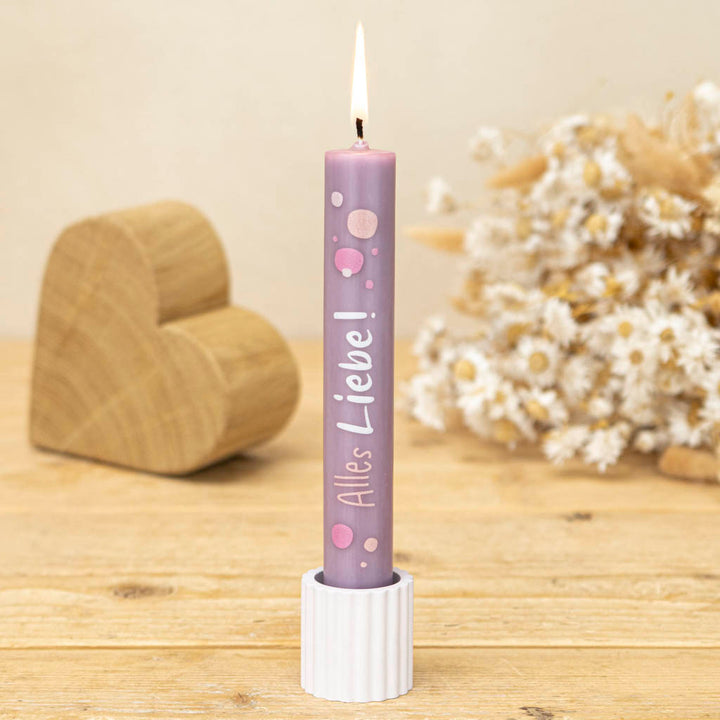 Stabkerze alles Liebe mit passendem Stabkerzenhater