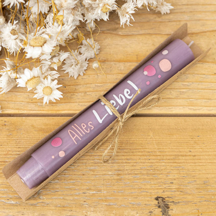 Stabkerze alles Liebe mit Geschenkverpackung