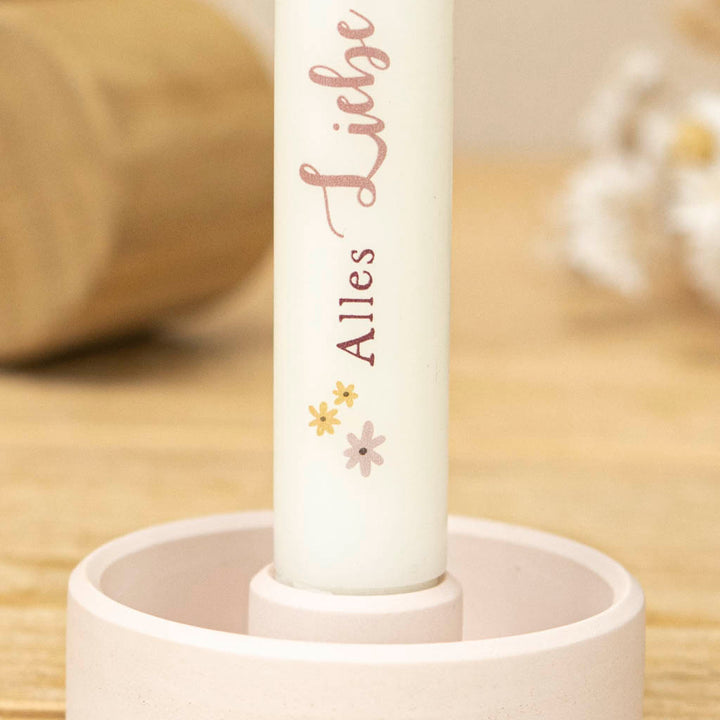 Stabkerze als Geschenk zum Muttertag mit passendem Stabkerzenhalter