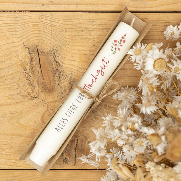 Stabkerze alles Liebe zur Hochzeit mit Geschenkverpackung
