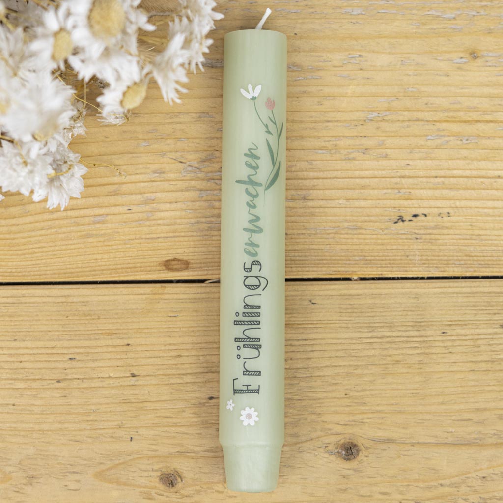 Stabkerze Frühling mit Blumenmotiv