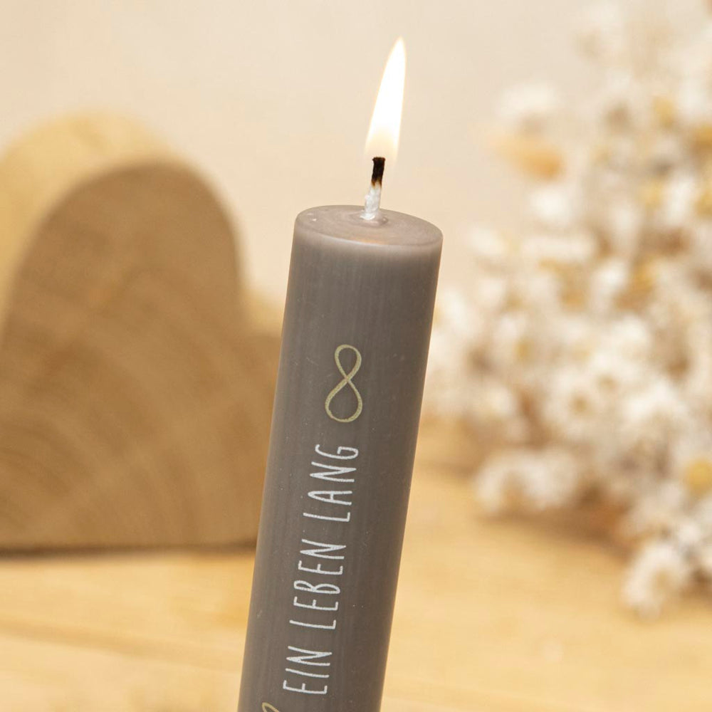 Geschenk zur Hochzeit Kerze mit Unendlichkeitssymbol 