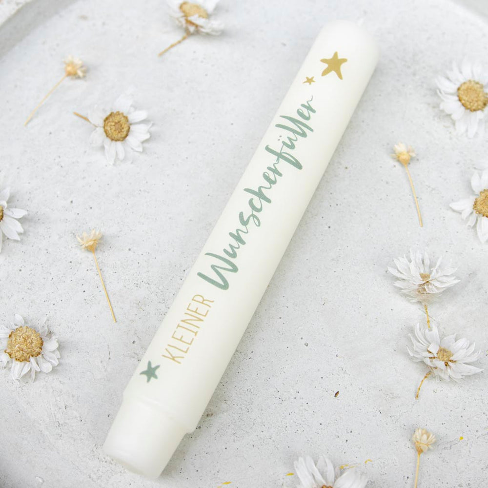 kleiner Wunscherfüller Stabkerze Creme
