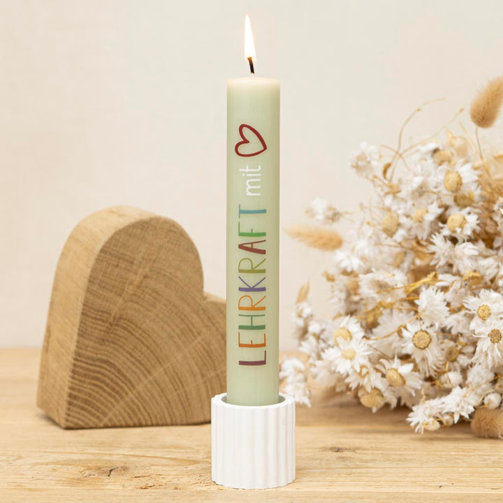 Stabkerze Lehrkraft Geschenk mit Stabkerzenhalter