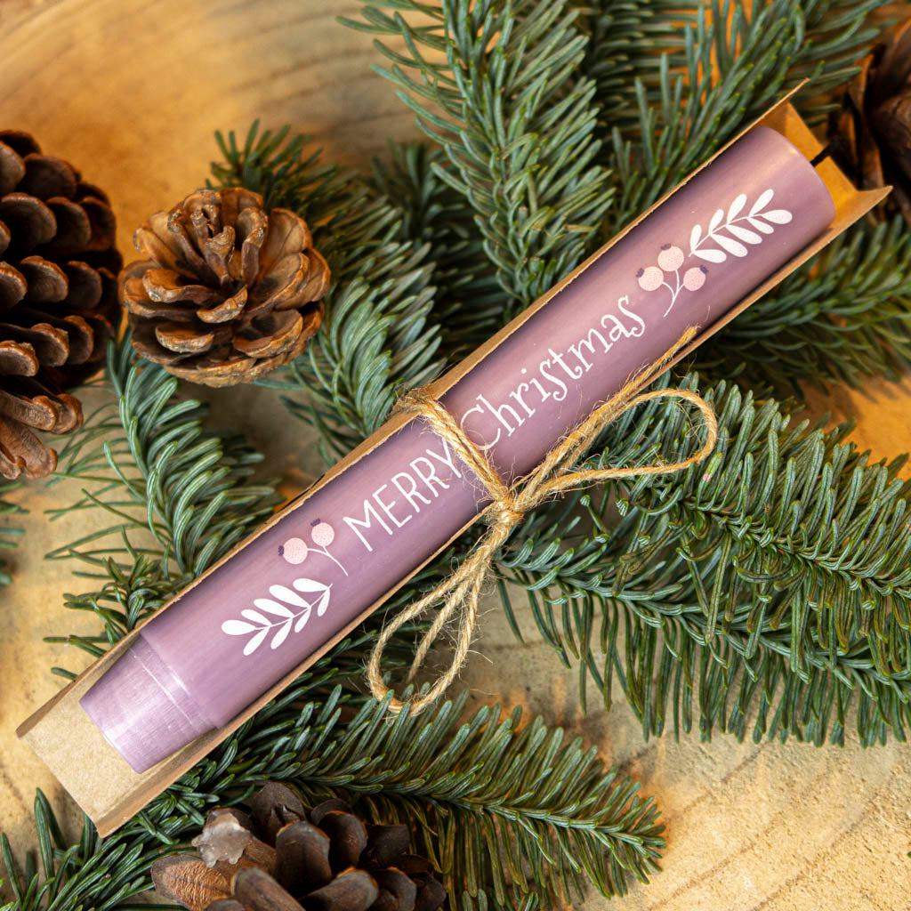 Stabkerze Merry Christmas mit Geschnekverpackung