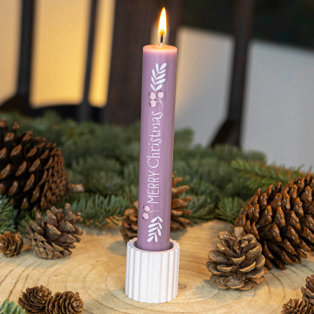 Stabkerze merry Christmas in Lavendel