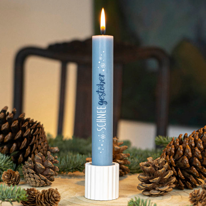 Stabkerze Schneegestöber mit Kerzenhalter 
