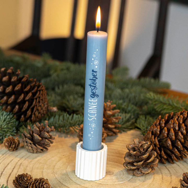 Stabkerze Schneegestöber in Blau