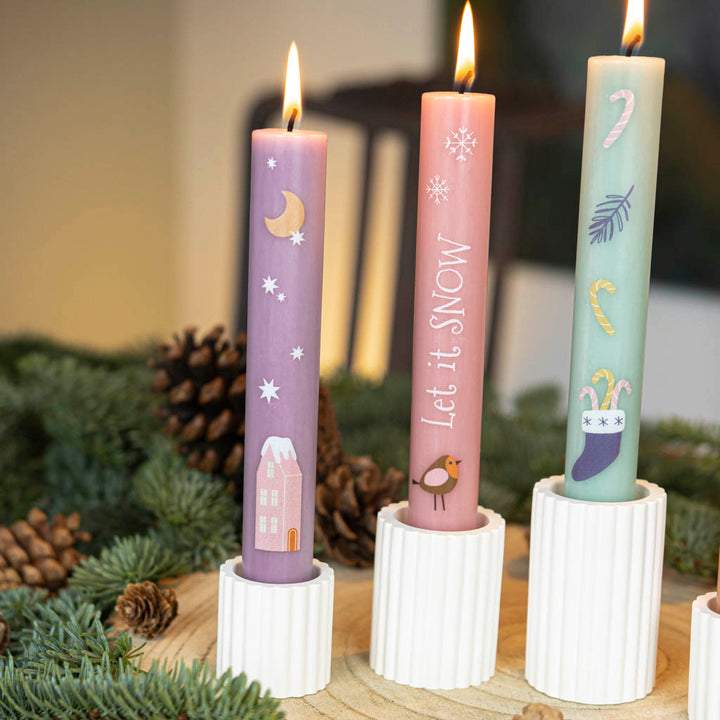 Stabkerzen Set Let it snow für Advent und Weihnachten