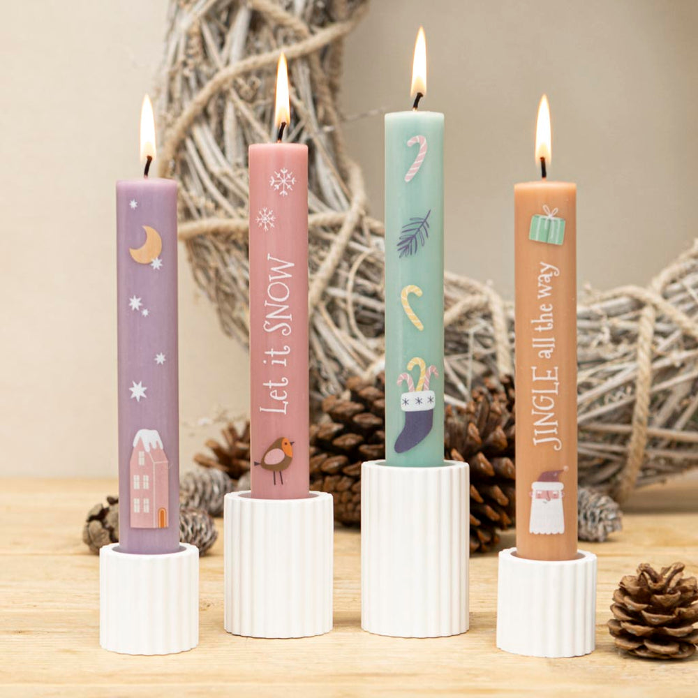 Stabkerzen Set Let it snow für Advent und Weihnachten