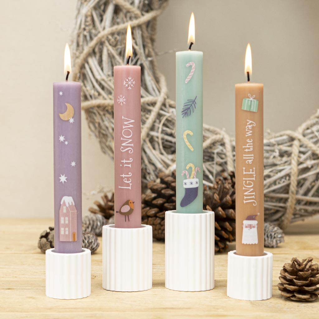 Stabkerzen Set Let it snow für Advent und Weihnachten