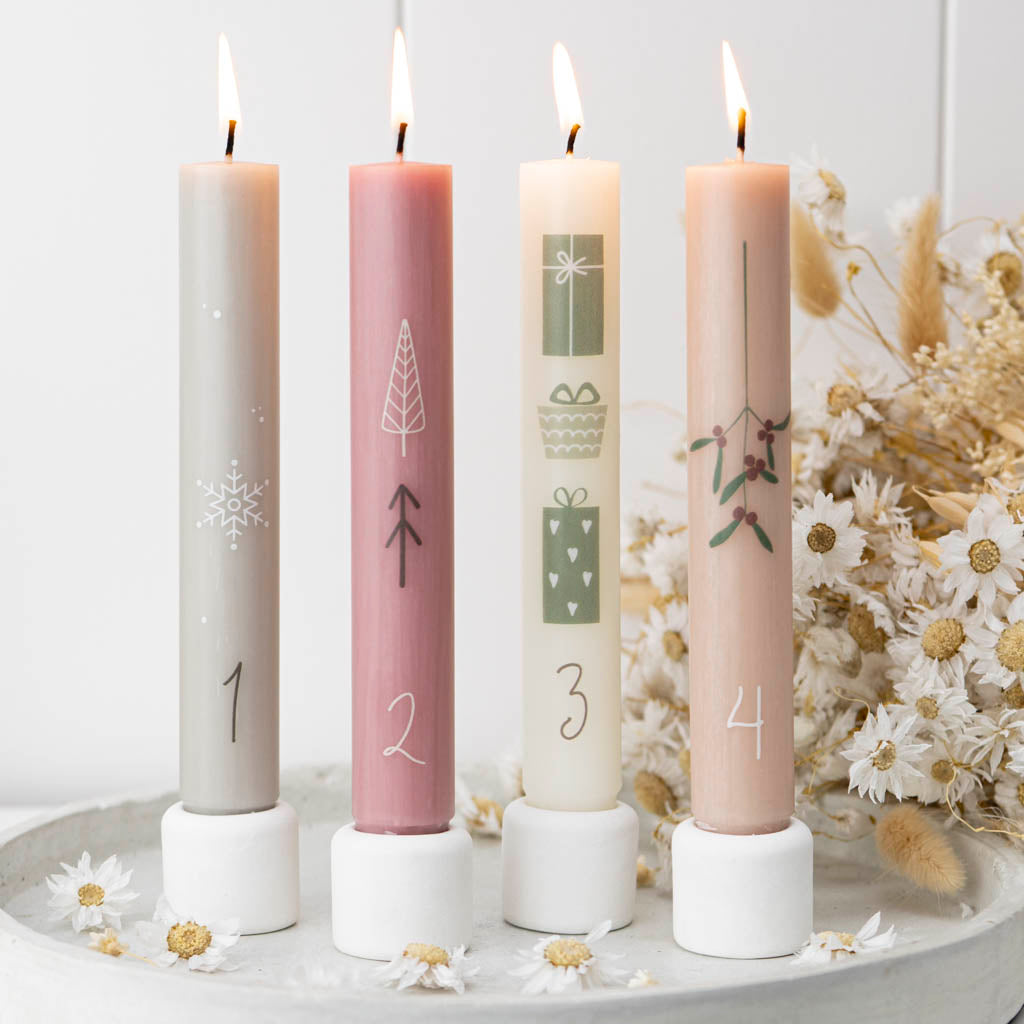 Stabkerzen Advent mit Kerzenhalter