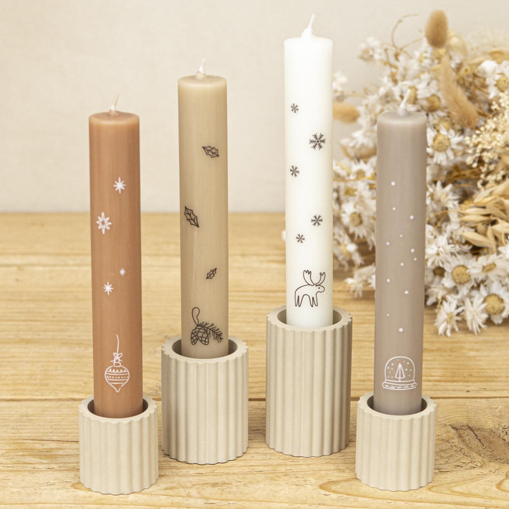 Stabkerzenhalter geriffelt – 4er Set