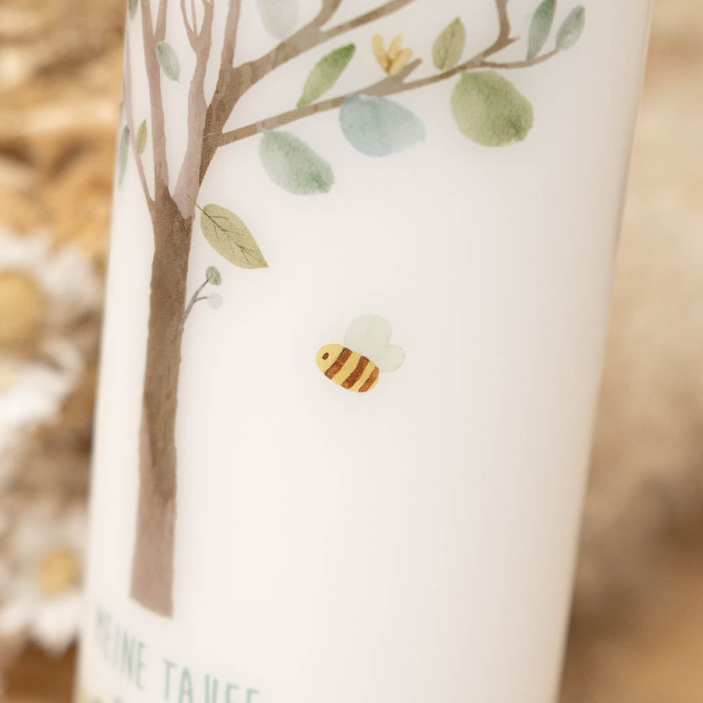 Taufkerze Biene und Baum