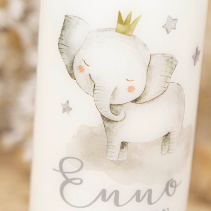 Taufkerze Elefant mit Krone Enno 