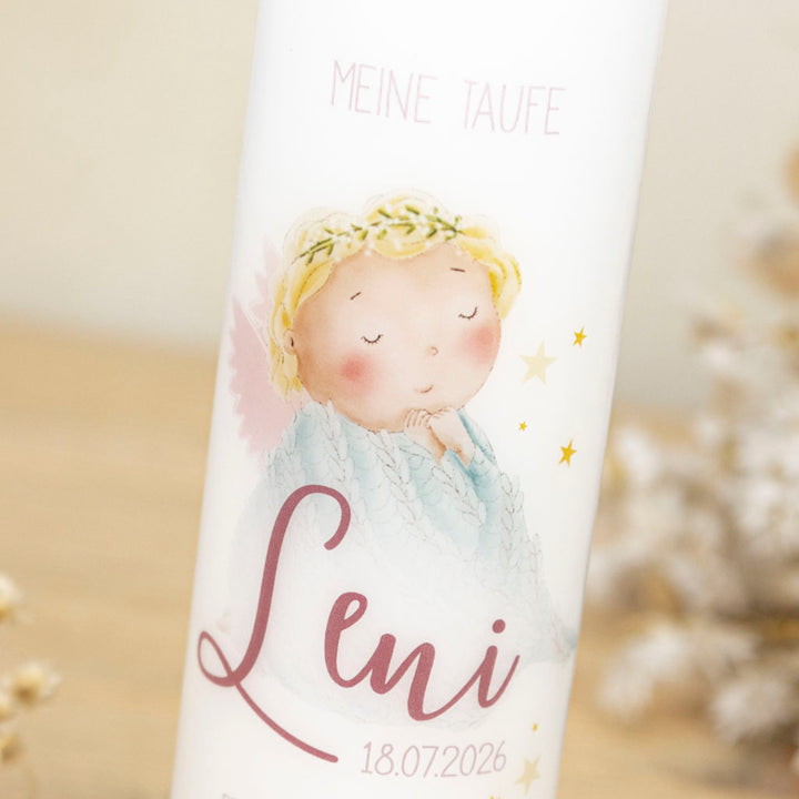 Taufkerze Engel und Flügel Leni
