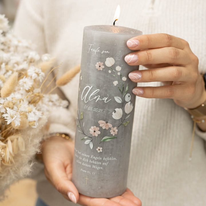Taufkerze Floral Alma Rustic Kerze