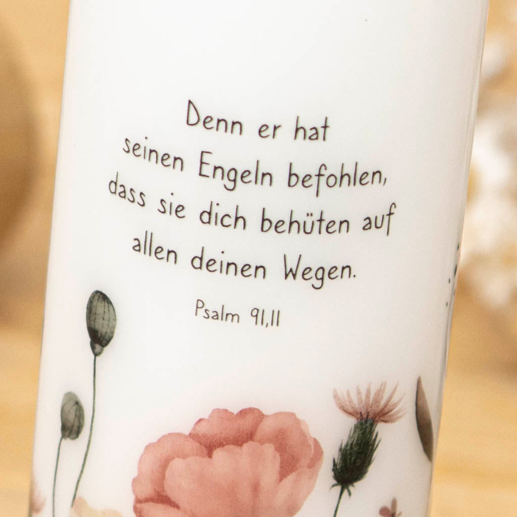 Taufkerze zum Taufspruch Psalm 91,11 Er hat seinen Engeln befohlen