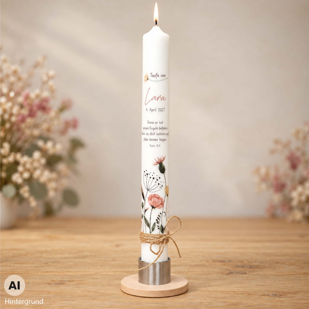 Taufkerze Wildblumen - Lara