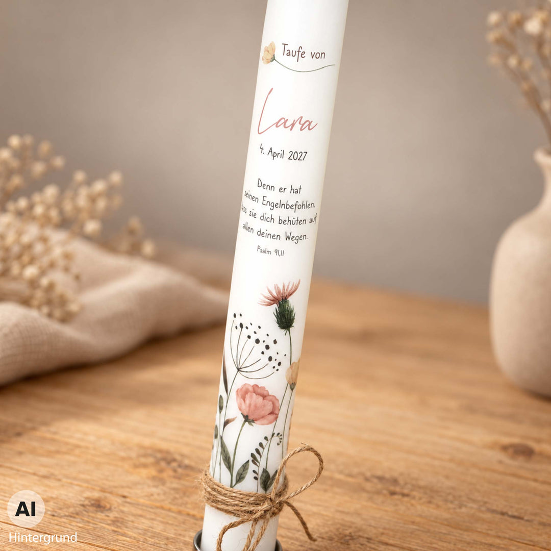 Taufkerze Wildblumen - Lara