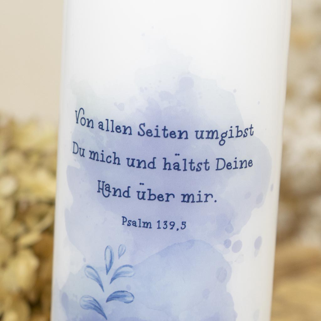 Taufkerze Wal mit Taufspruch auf der Rückseite