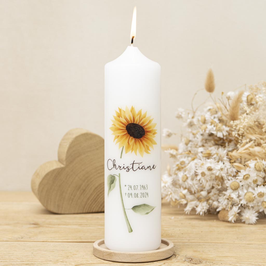 Trauerkerze Sonnenblume als Gedenkkerze 