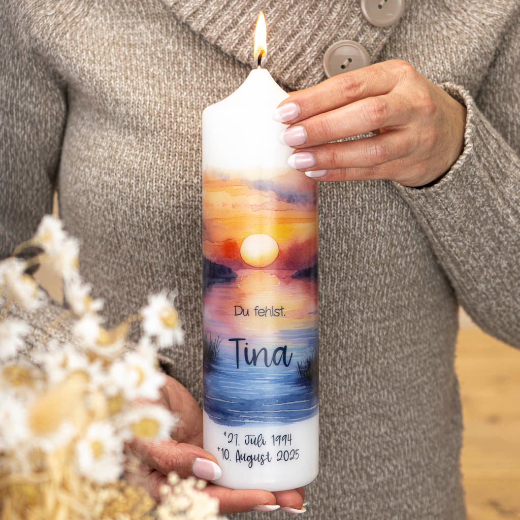 Trauerkerze Sonnenuntergang in leuchtenden Farben