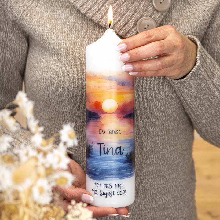 Trauerkerze Sonnenuntergang in leuchtenden Farben