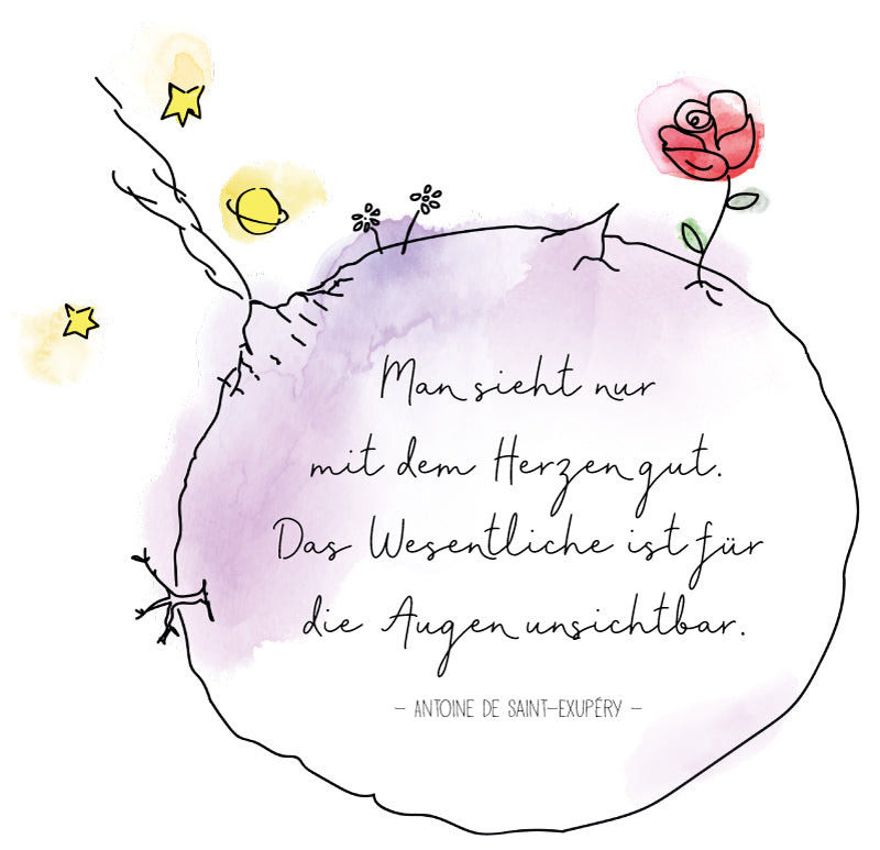 Trauspruch von Antoine de Saint-Exupéry - Man sieht nur mit dem Herzen gut
