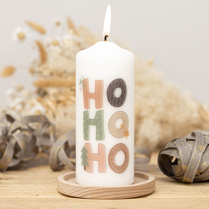 Weihnachtskerze Ho Ho Ho