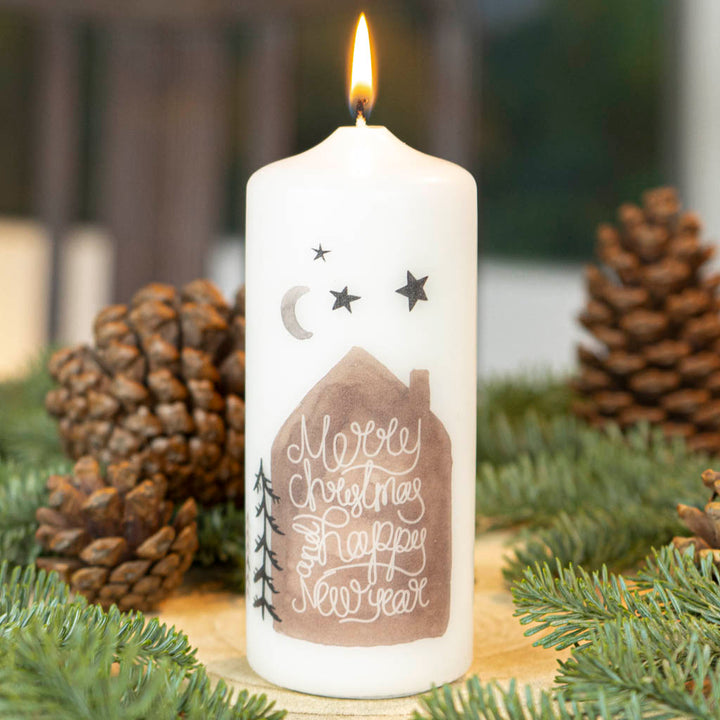 Weihnachtskerze merry christmas and a happy new year