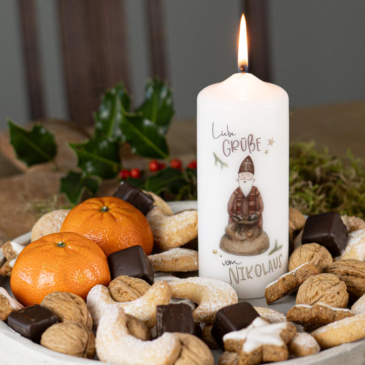 Weihnachtskerze Nikolaus Teller