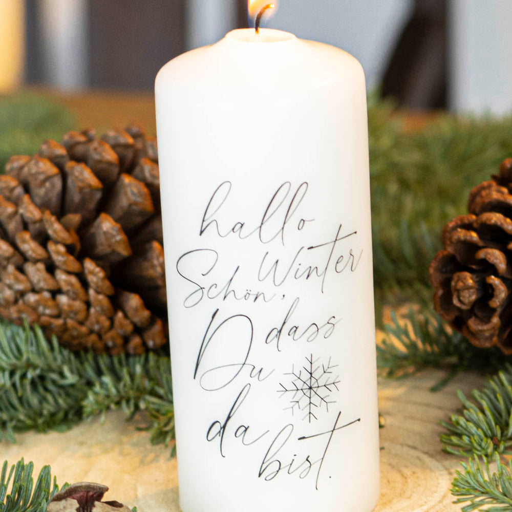 Weihnachtskerze mit Spruch als Geschenk 