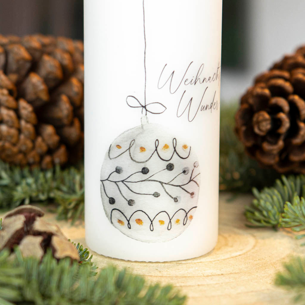 Weihnachtskerze Kugel in Gold und Silber