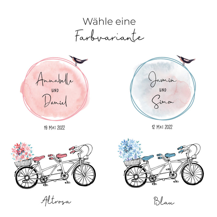 Hochzeitskerze Tandem in zwei Farbvarianten