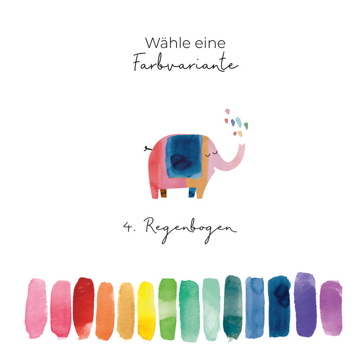Taufkerze Elefant in Regenbogen-Farben